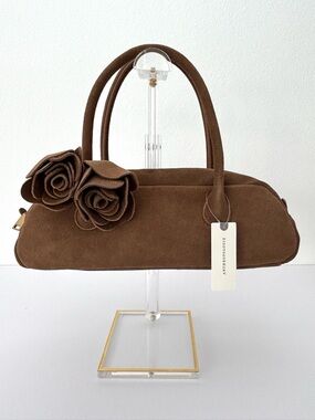 Anthropologie Dolce Vita Boracay Brown Suede Shoulder Bag NWT Removable Charm